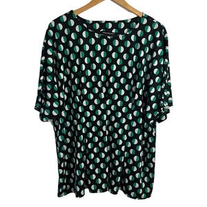 Ashley Stewart Polka Dot Blouse Plus Size 22 24 Stretch Short Sleeves Pullover